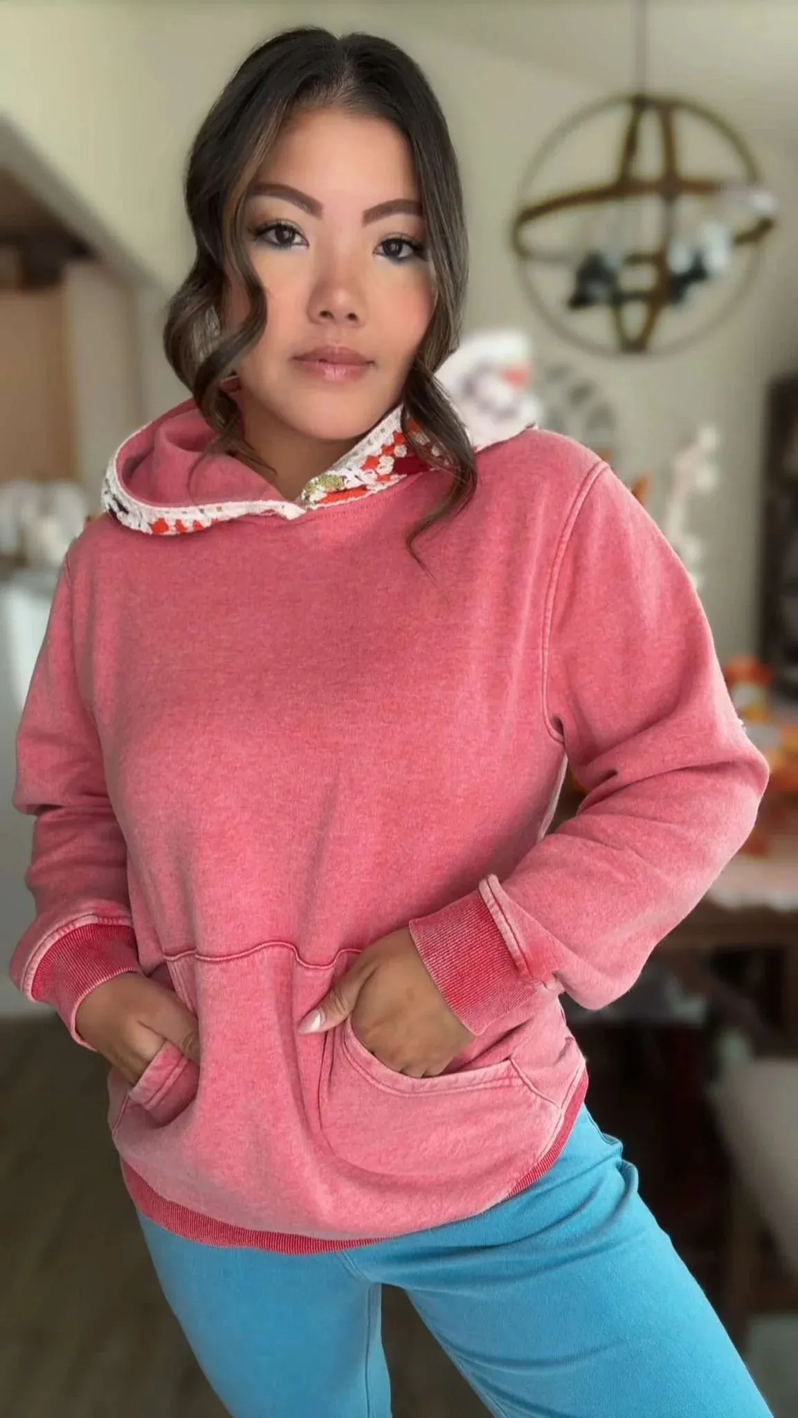 Pre Order Sia Crochet Hoodie - Burgundy