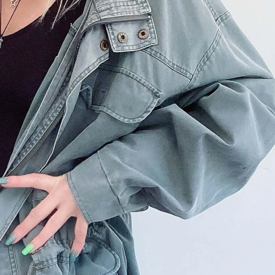 Preloved Oversized Khaki Green Jacket