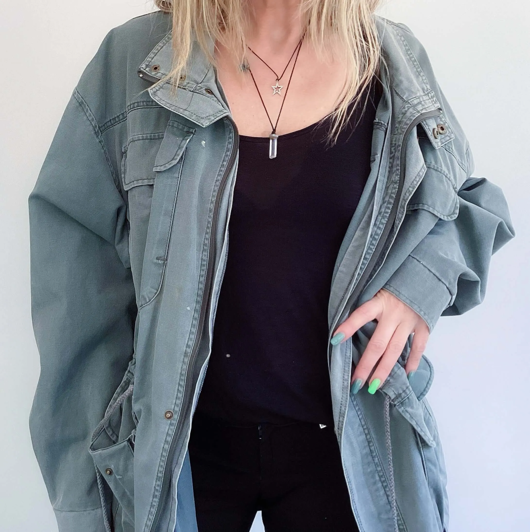 Preloved Oversized Khaki Green Jacket