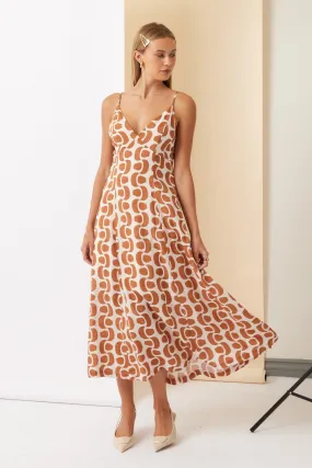 Printed Open Back Maxi Dress