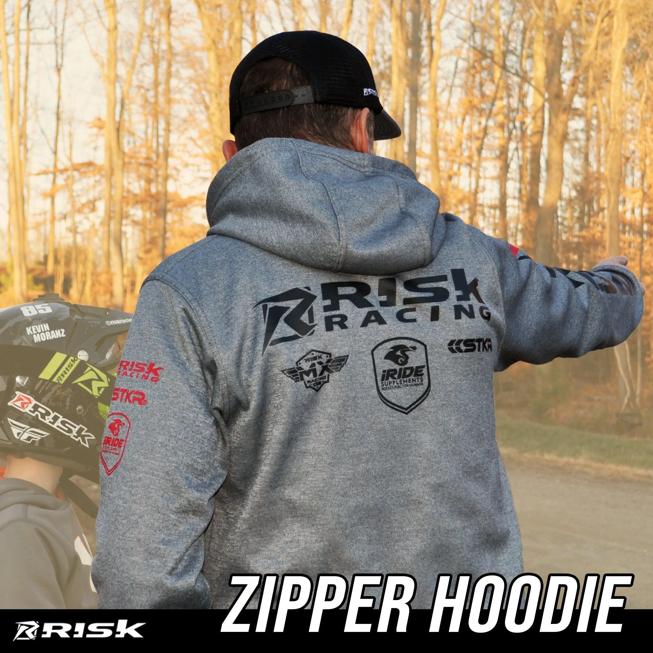 Risk Racing Grey Zipper Hoodie