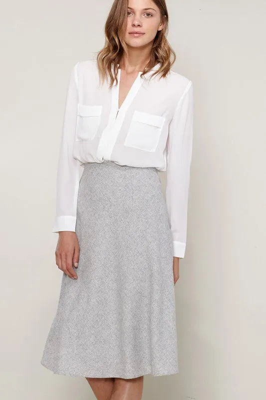 Ro & De High Waisted Wool Knit Midi Skirt