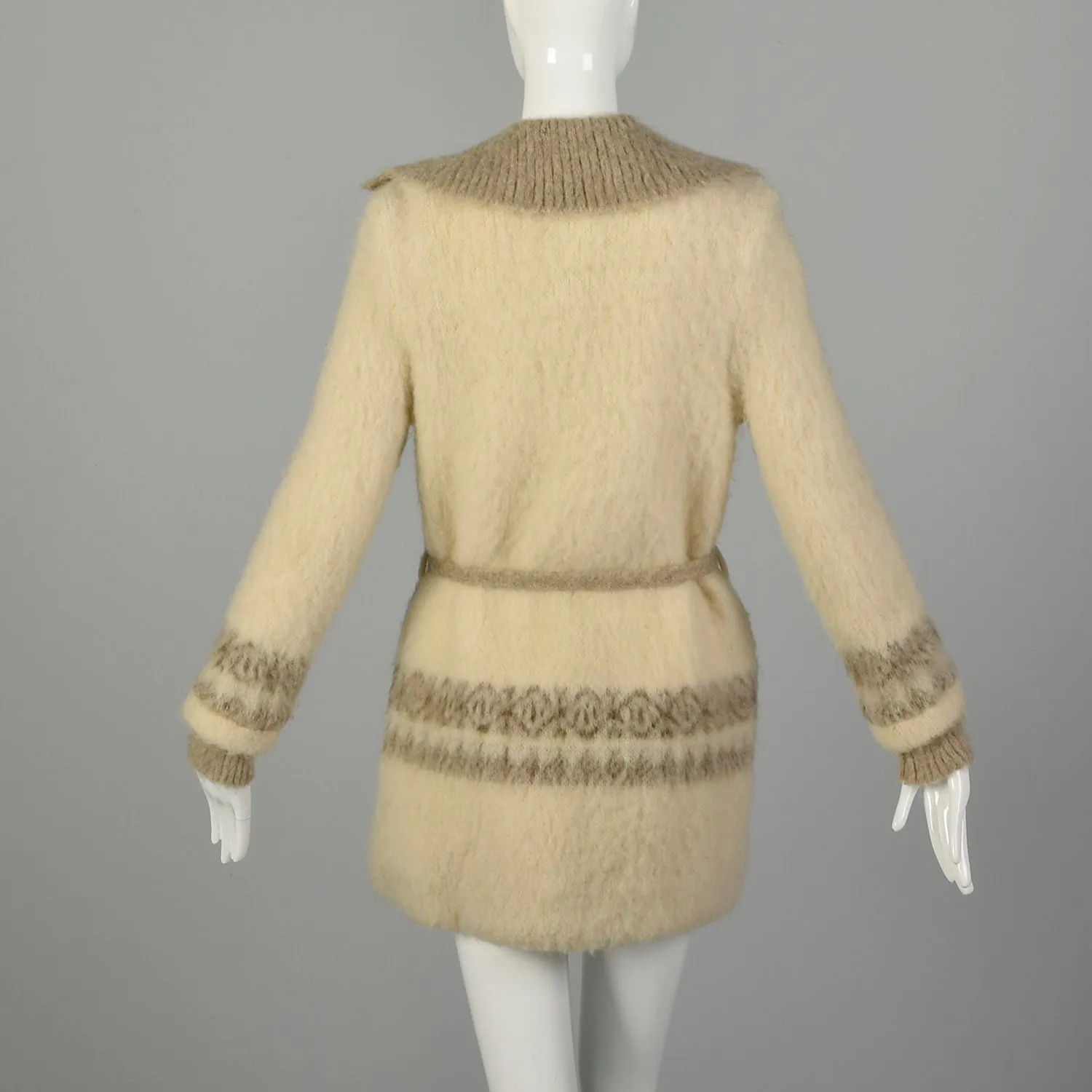 Small 1970s Coat Bohemian Hippie Autumn Wool Sweater Cardigan Vintage Outerwear