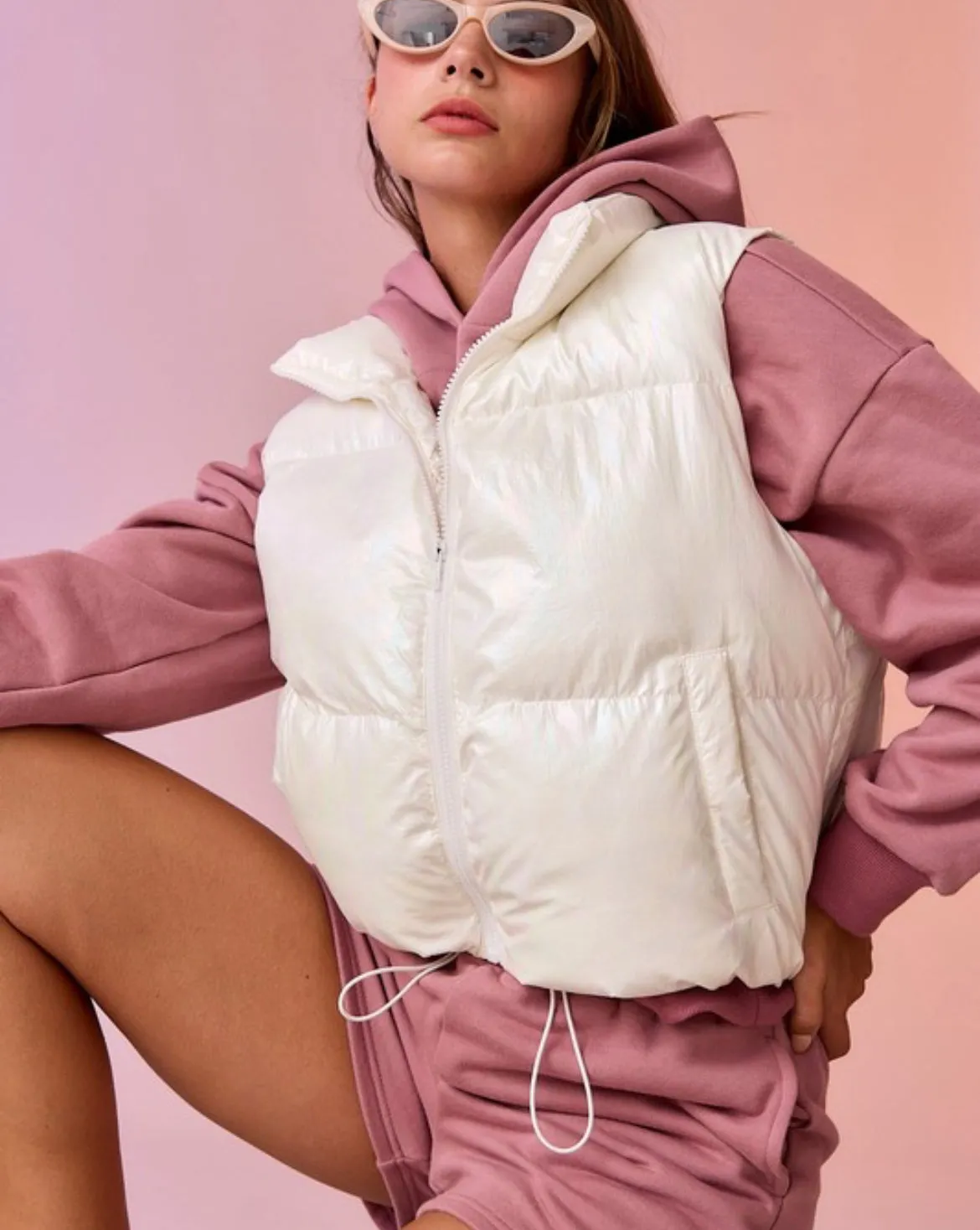 Sofia White Puffer Vest