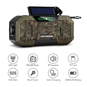 Solar Radio Hand Crank Emergency Flashlight Reading Light AM/FM