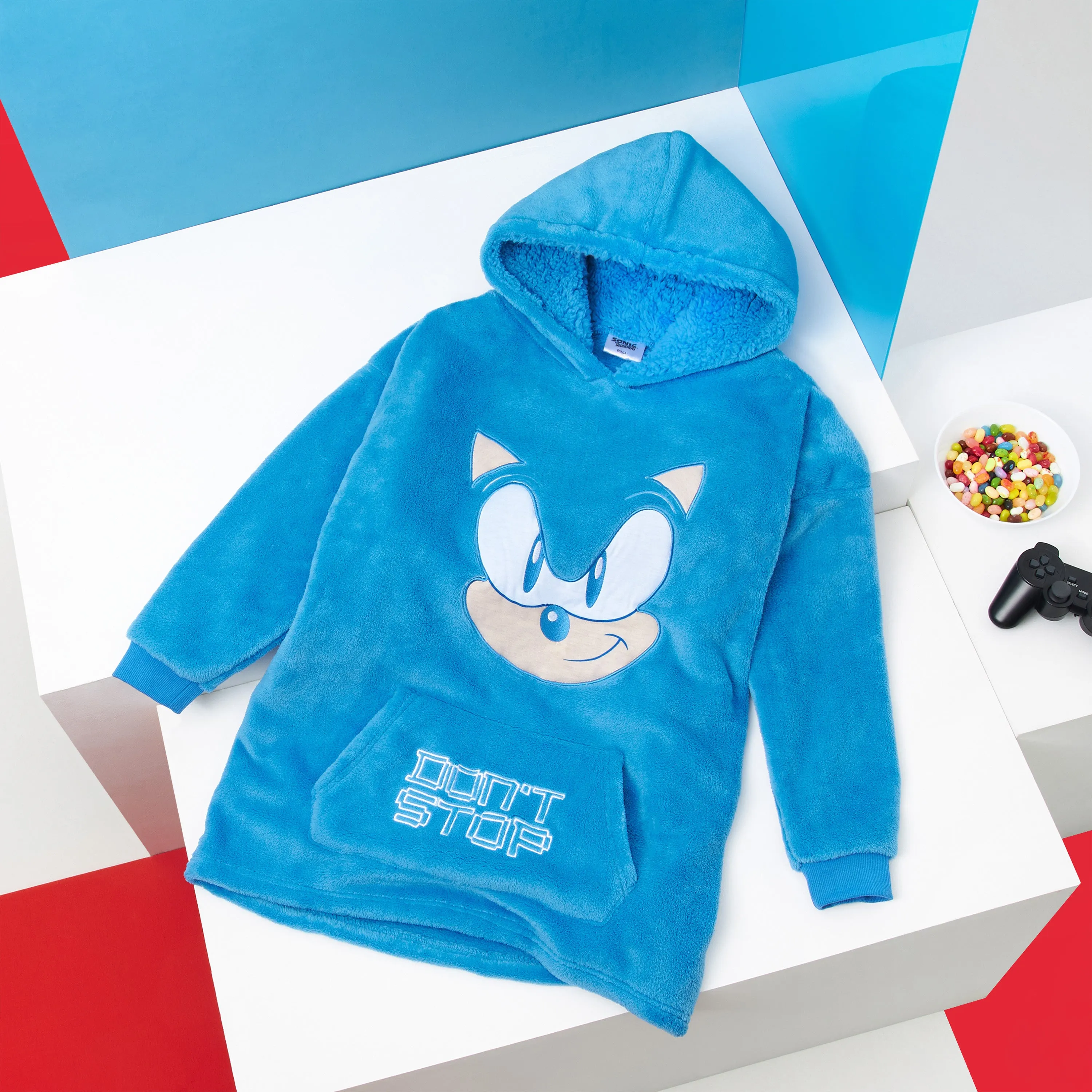 Sonic The Hedgehog Oversized Hoodie Blanket for Kids, Sonic Gifts for Boys (Blue)