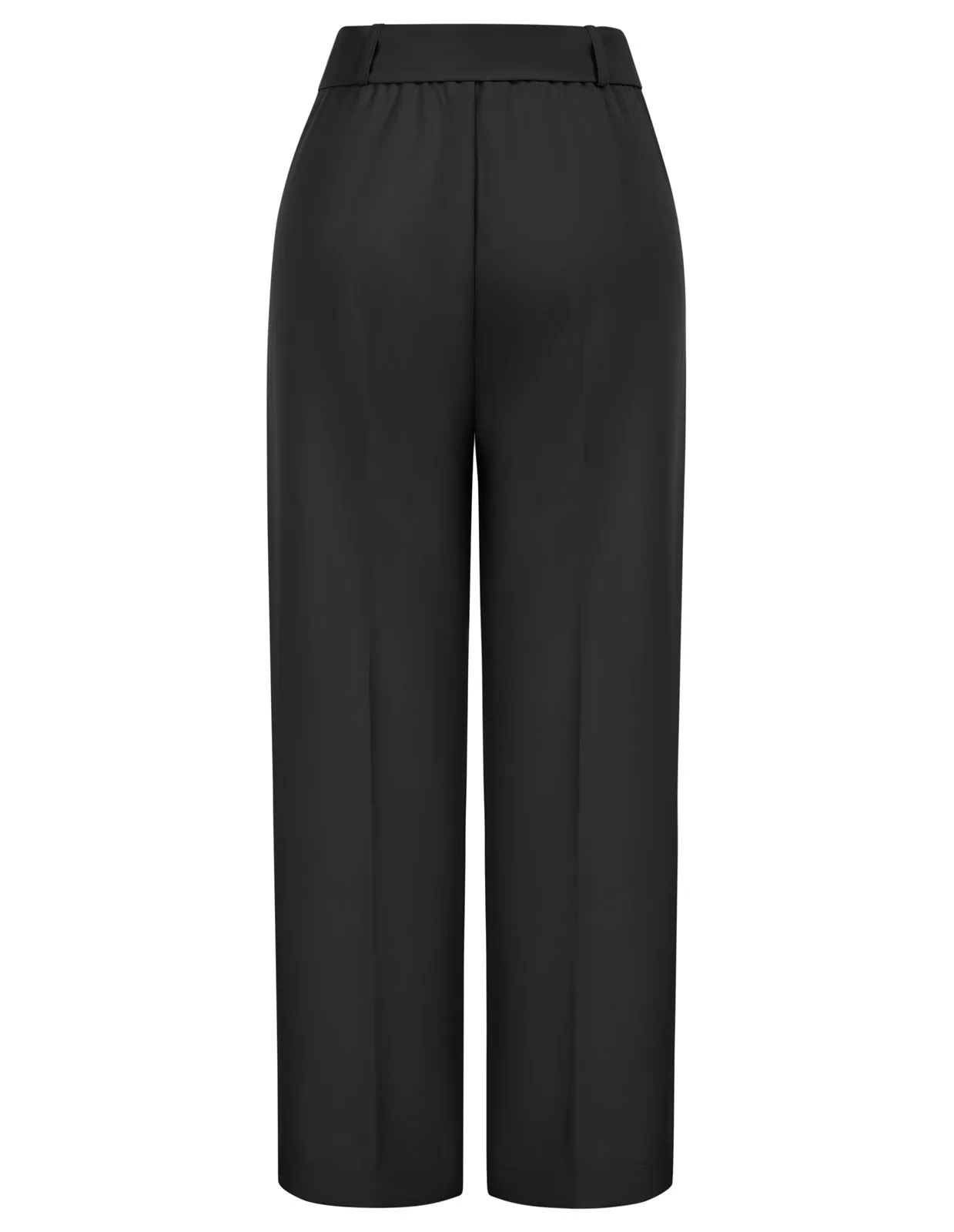 Straight Leg Pants High Waist Belt Decorated Trousers