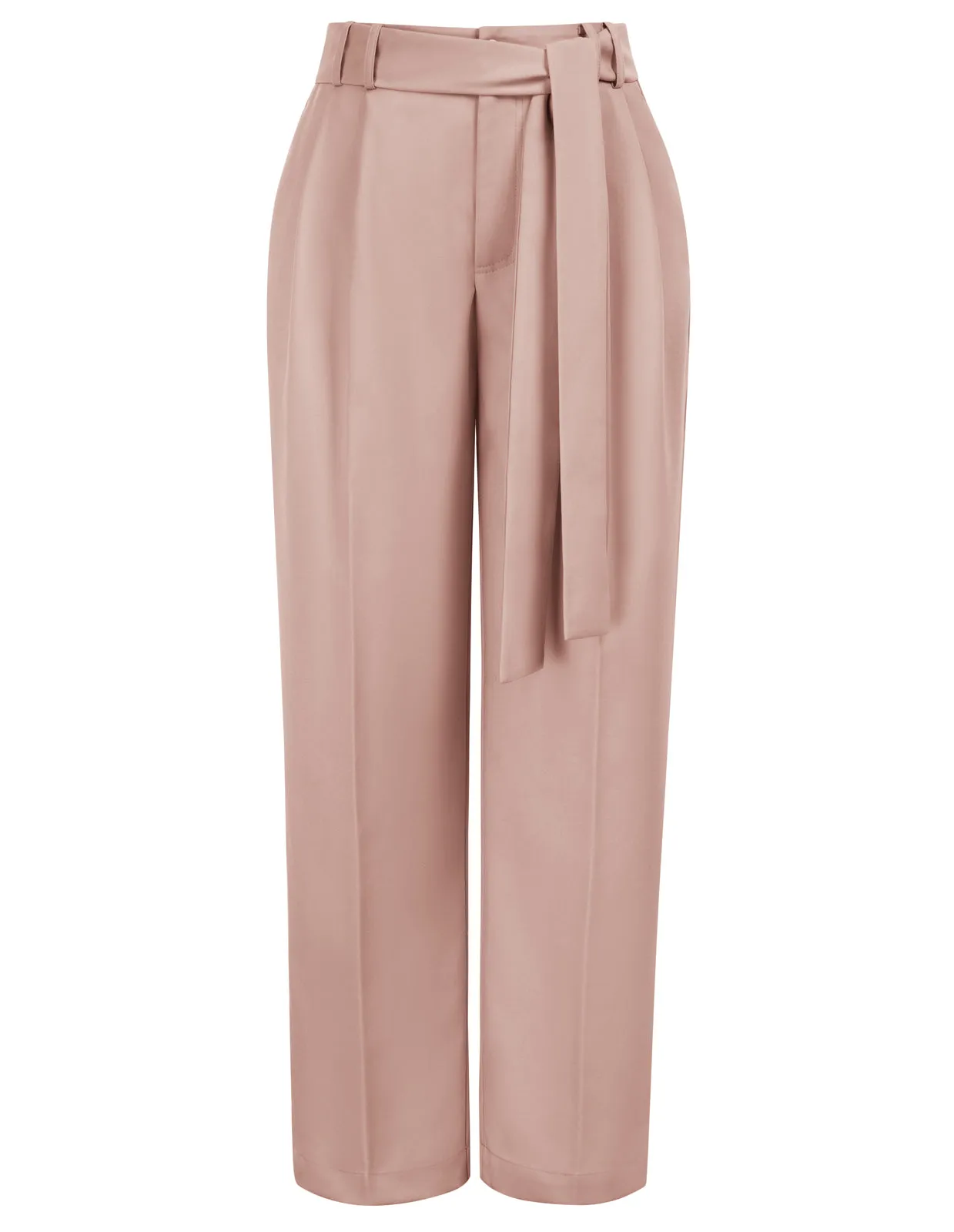 Straight Leg Pants High Waist Belt Decorated Trousers