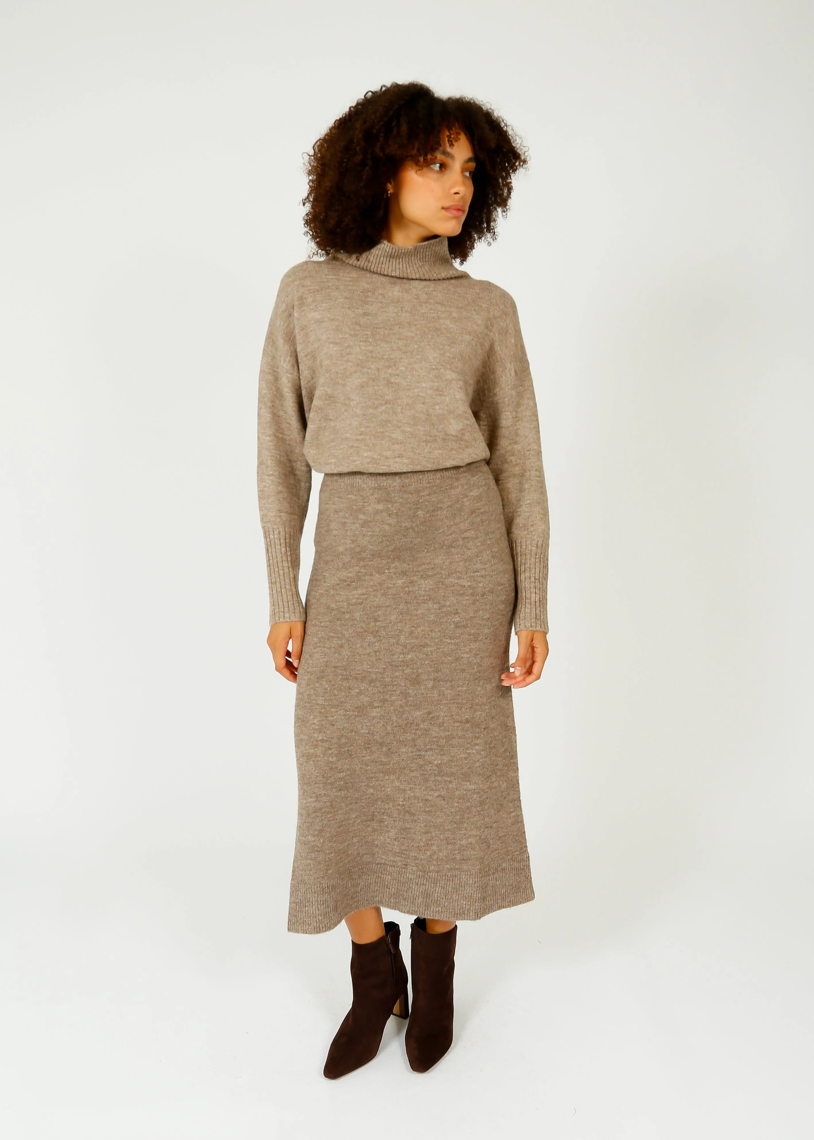 SUNCOO Falba Knit Skirt in Taupe