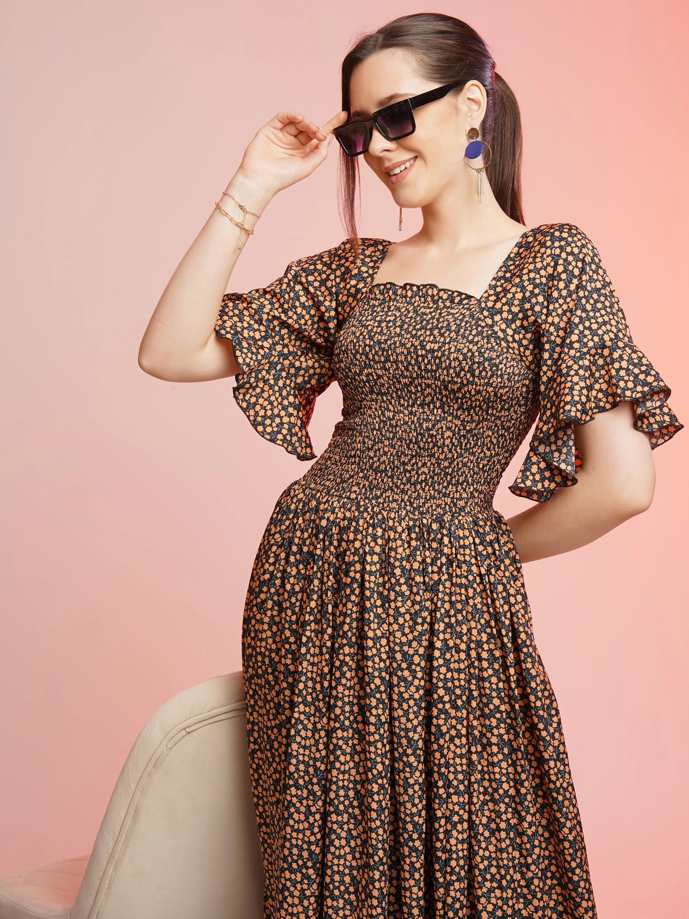 Sunset Charm Fit and Flare Dress