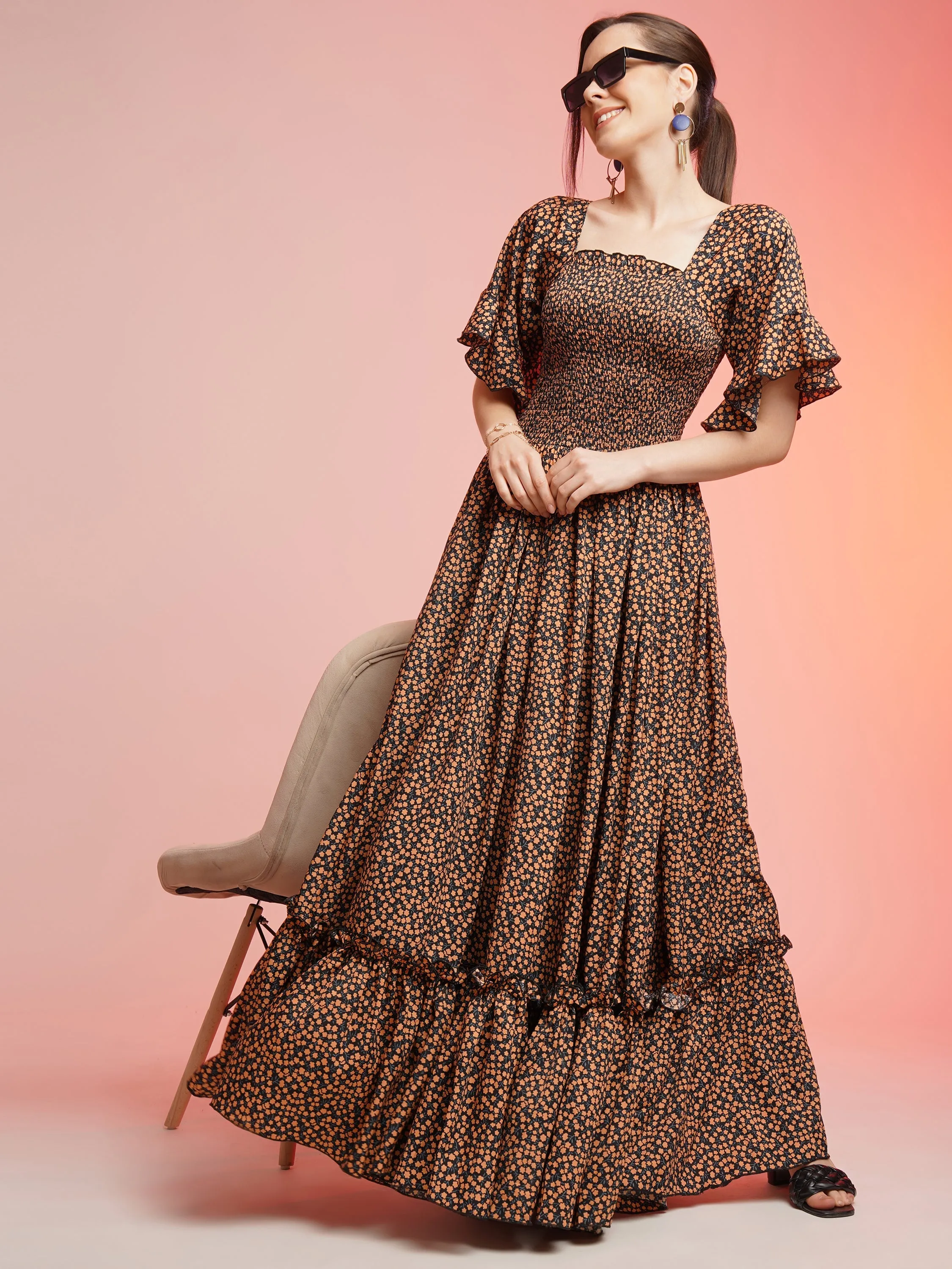 Sunset Charm Fit and Flare Dress