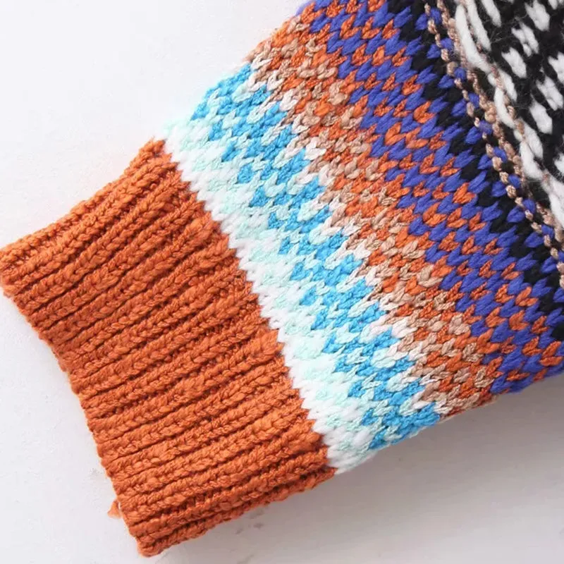 Sweater Duster Maxi Cardigan Mexican Blanket Inspired Rust & Blues Tribal Pattern Thick & Warm For Free Spirited People Available In Medium Or Large