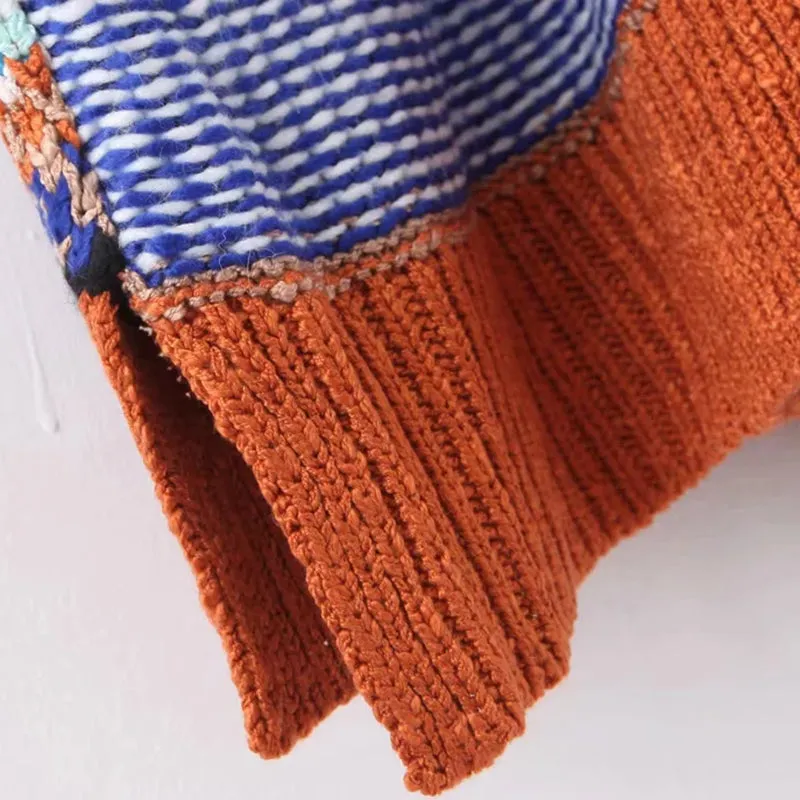 Sweater Duster Maxi Cardigan Mexican Blanket Inspired Rust & Blues Tribal Pattern Thick & Warm For Free Spirited People Available In Medium Or Large