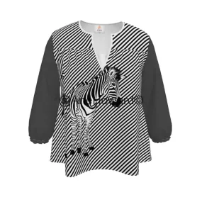 Sweetheart Neckline Blouse Zebra