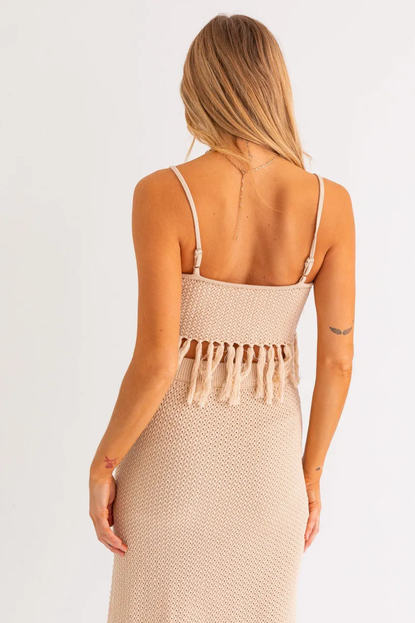 Tassel Detail Midi Skirt