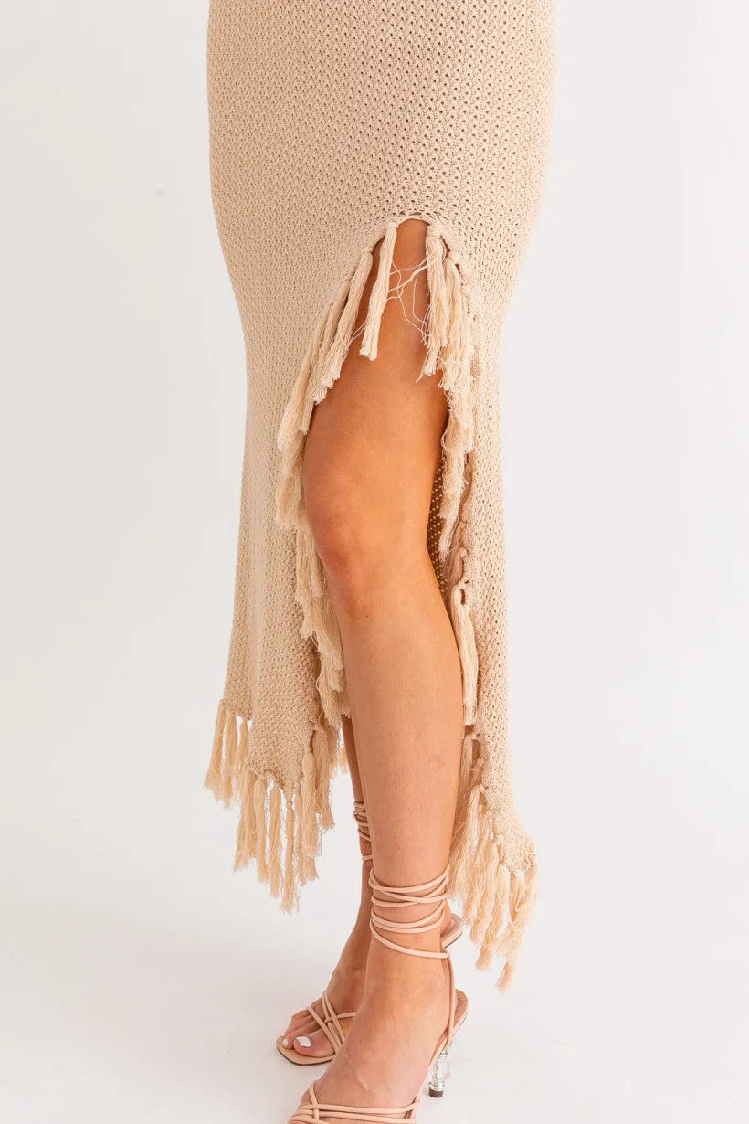 Tassel Detail Midi Skirt