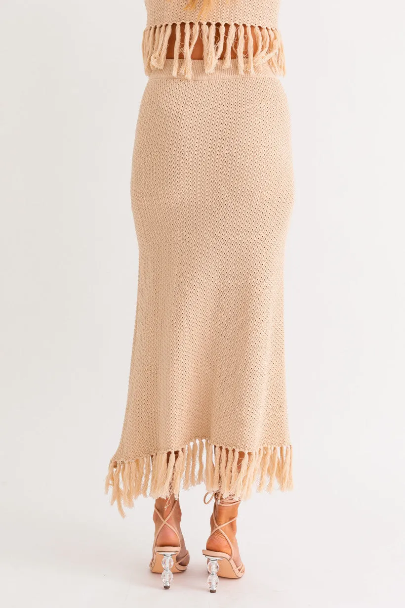 Tassel Detail Midi Skirt