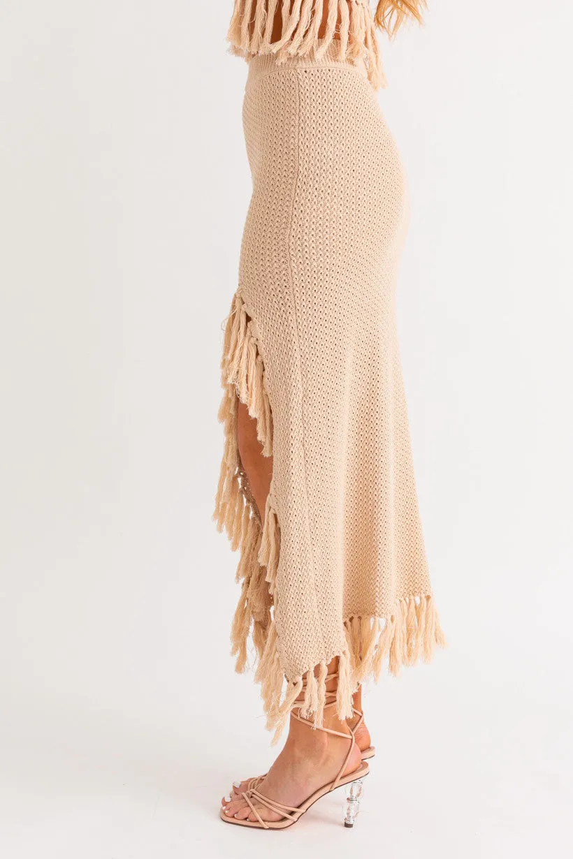 Tassel Detail Midi Skirt