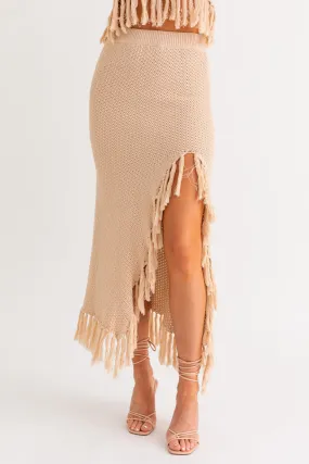Tassel Detail Midi Skirt