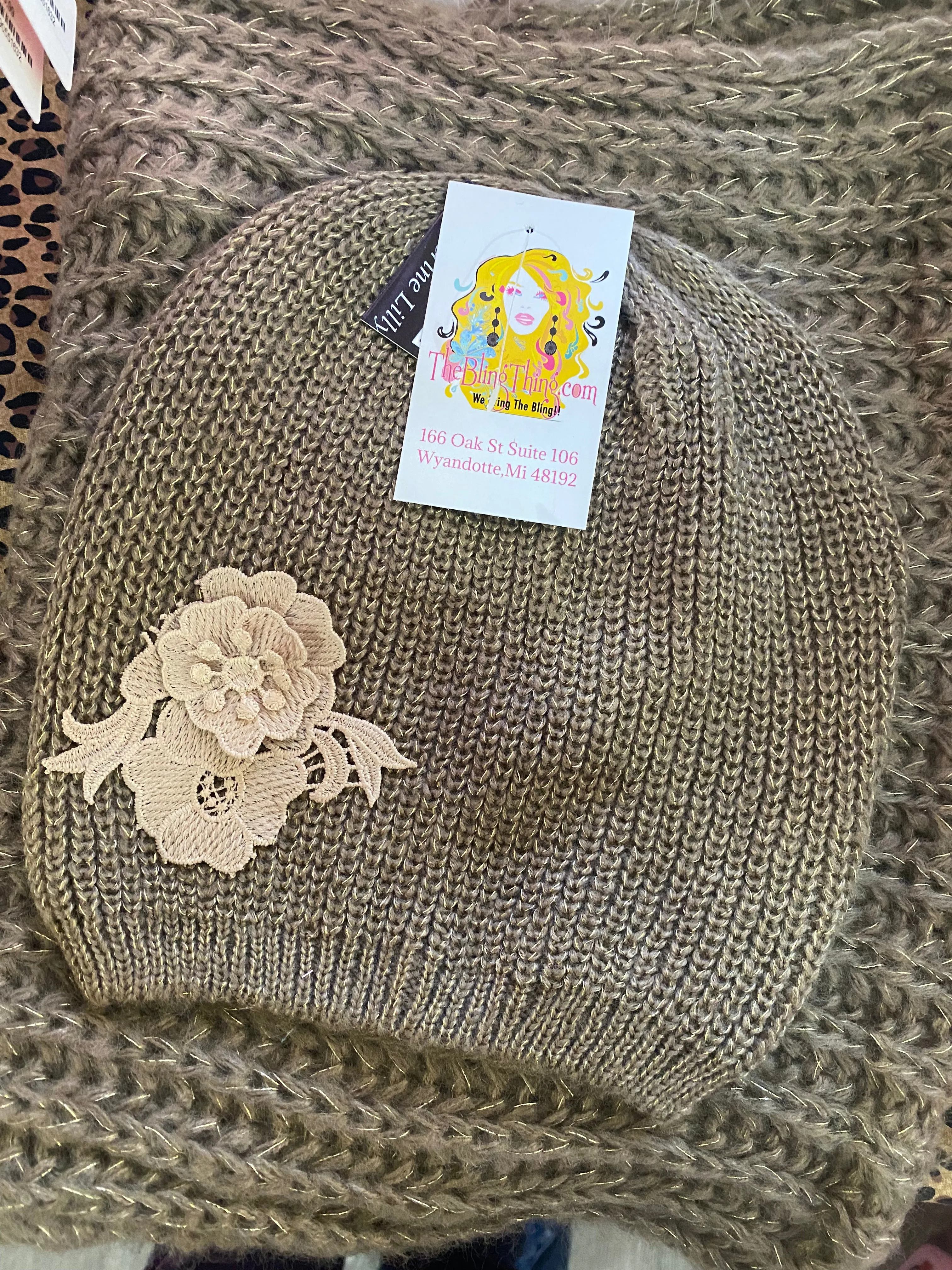Taupe Infinity Scarf Hat Set