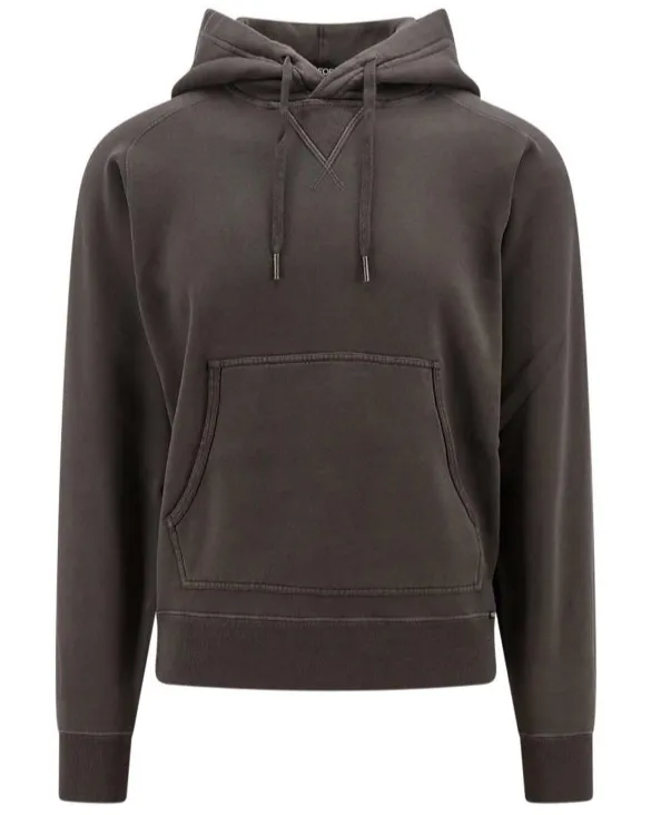 Tom Ford Mens Cotton Logo Hoodie in Gray