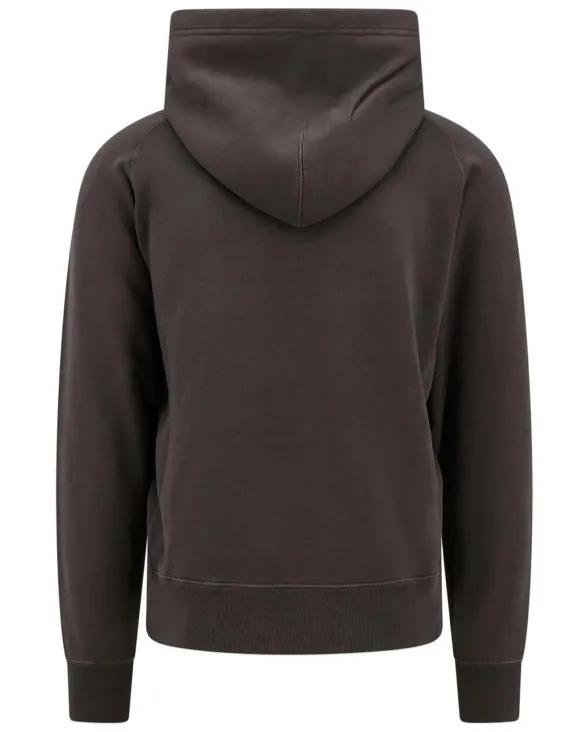 Tom Ford Mens Cotton Logo Hoodie in Gray