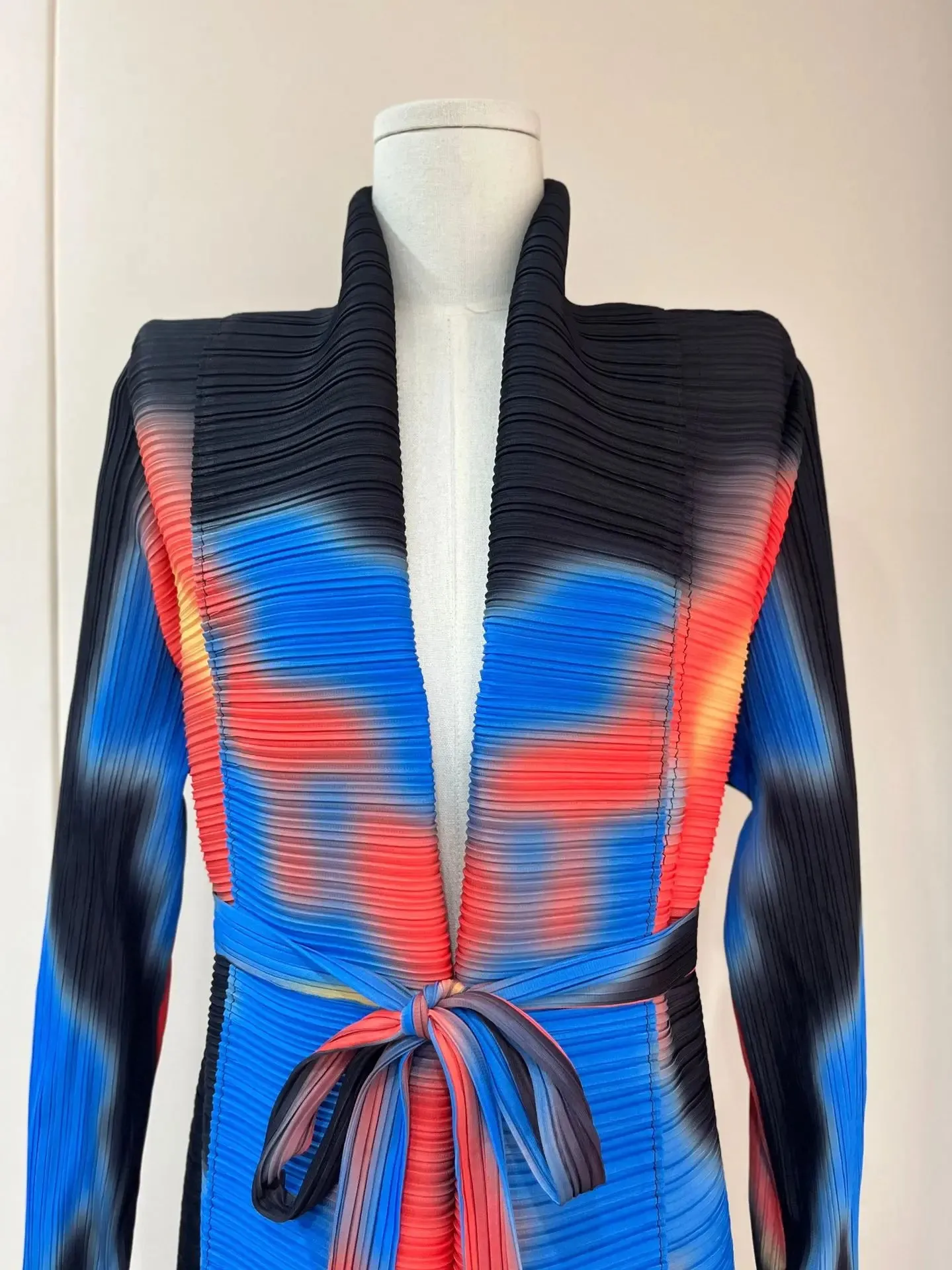 Truly Pleated Belted Long Cardigan