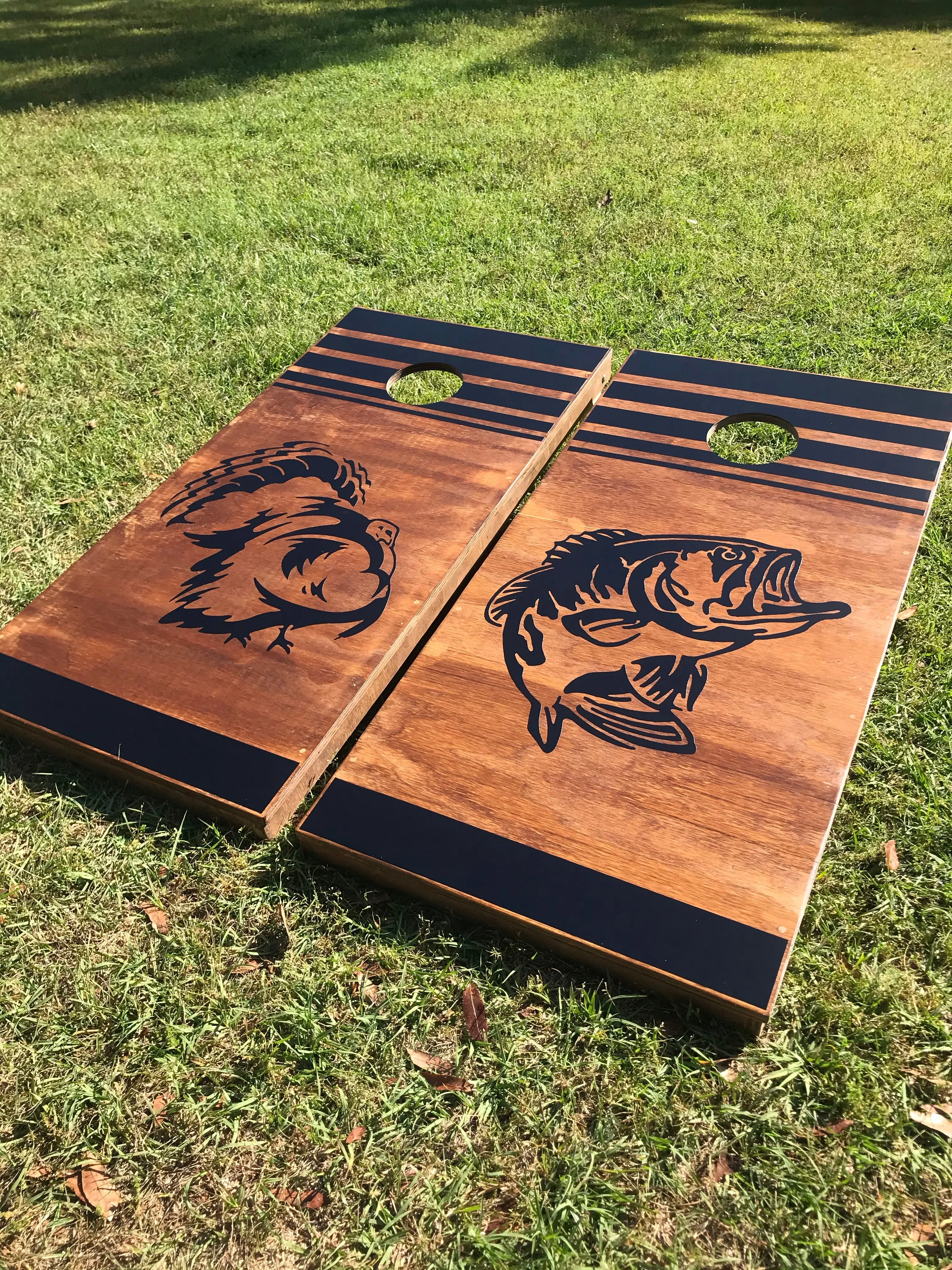 Turkey & Bass Cornhole Set With Bean Bags