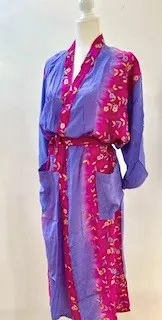 Updated Silk Kimono Duster in Vibrant Colors (Purple and Pink)