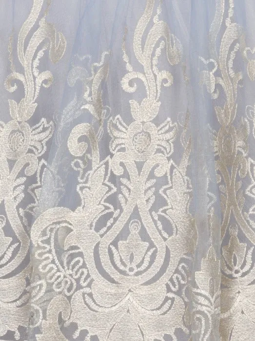 US 10 - Blue Baroque Style Midi Skirt