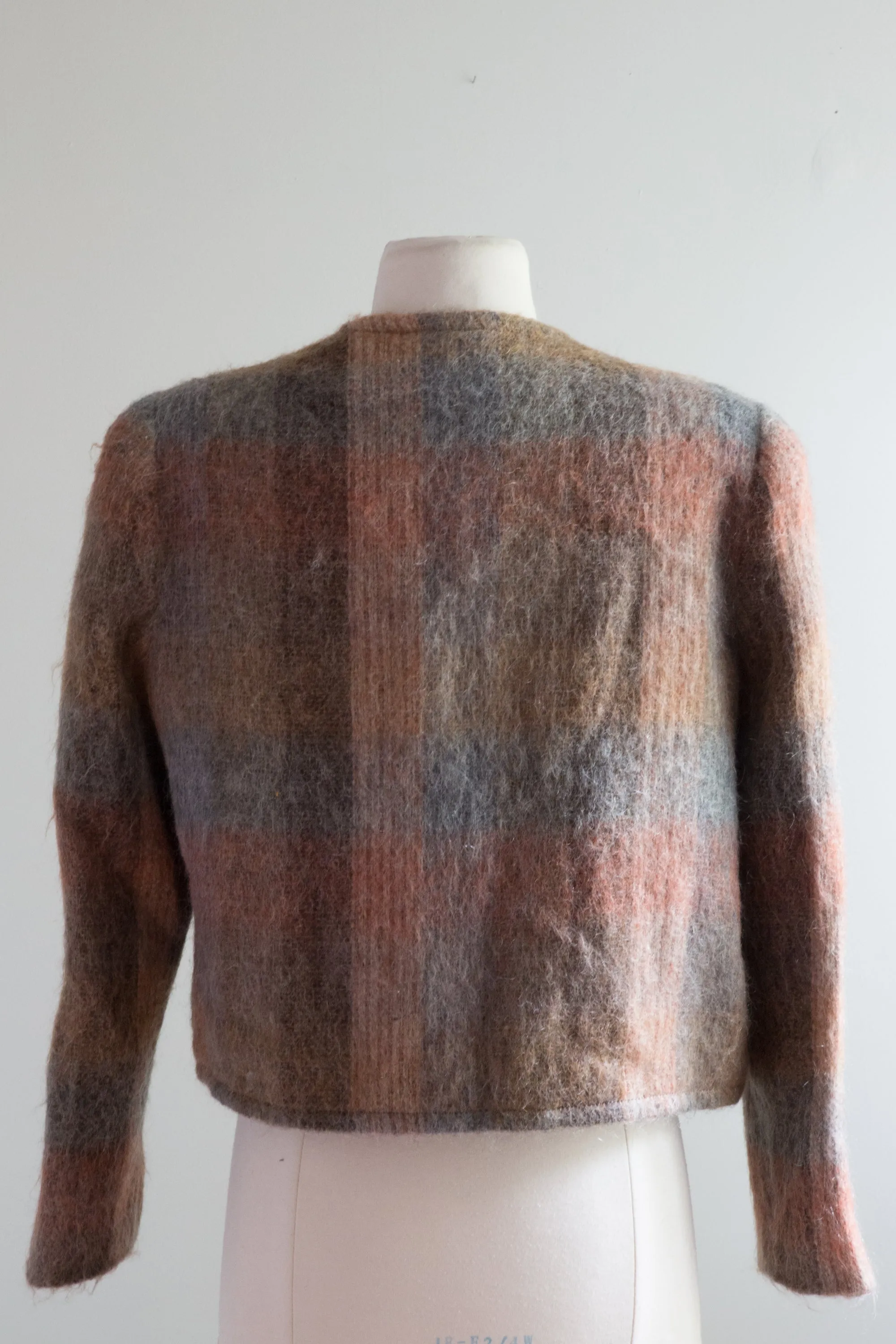 Vintage 1980's Shadow Plaid Mohair Jacket / Medium