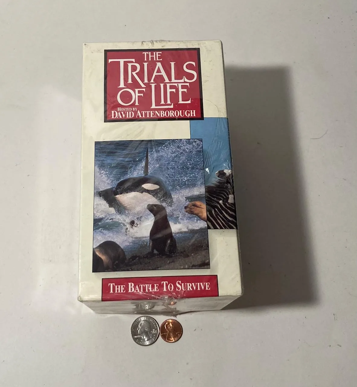 Vintage 1993 VHS 4Videos Box Set, Still Factory Sealed, The Trials Of Life, David Attenborough, The Battle To Survive, Hunting & Escaping