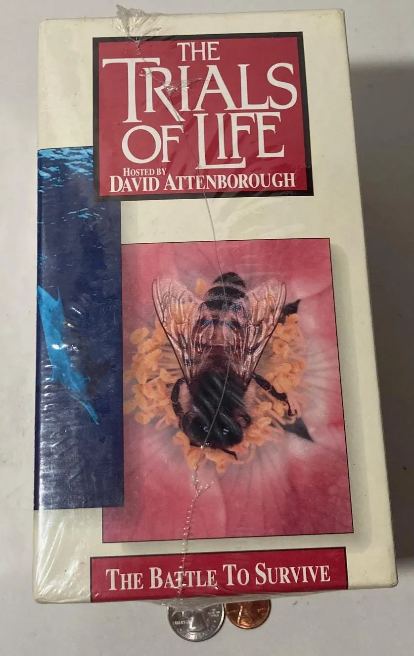 Vintage 1993 VHS 4Videos Box Set, Still Factory Sealed, The Trials Of Life, David Attenborough, The Battle To Survive, Hunting & Escaping