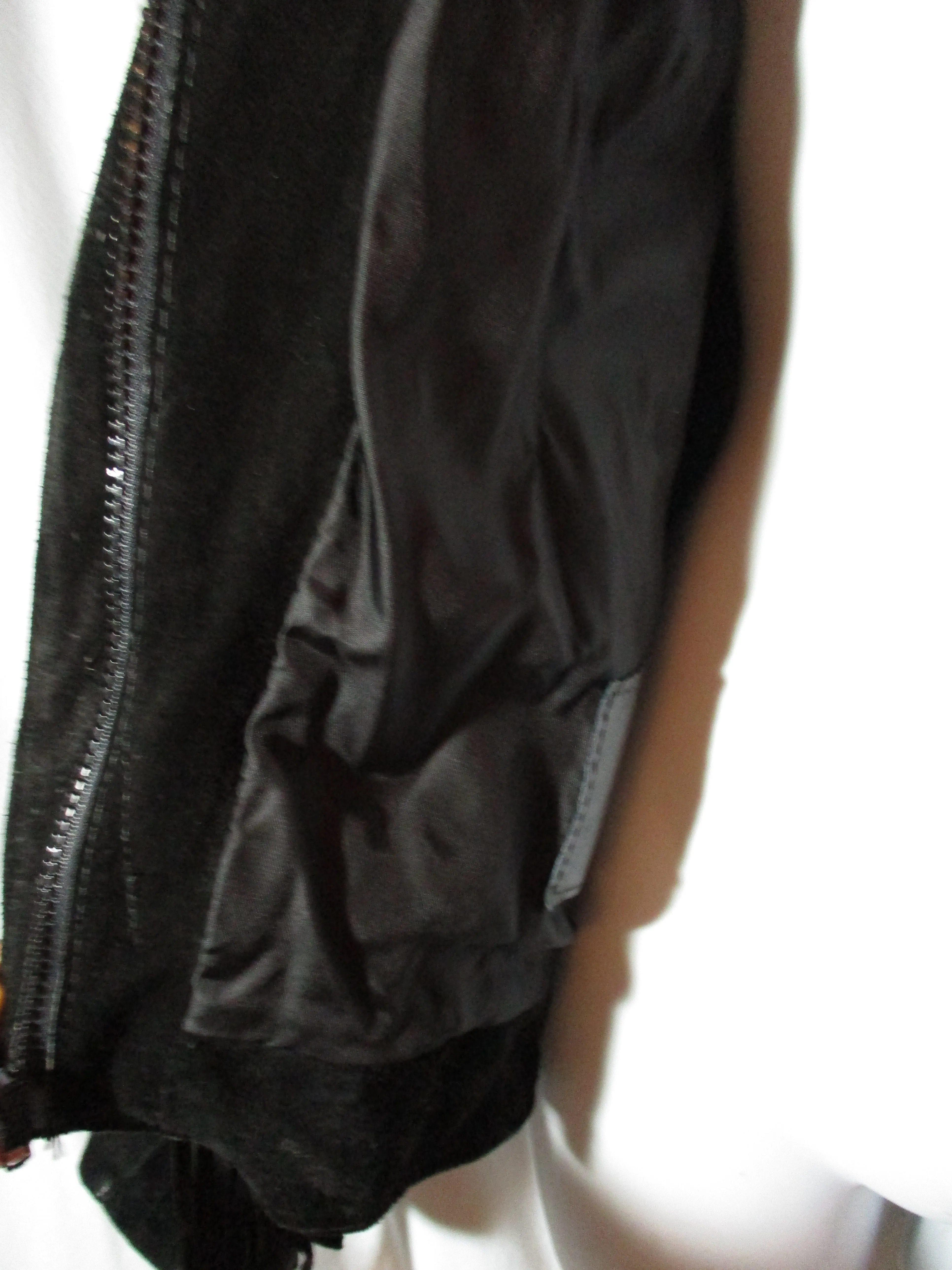 Vintage ARIAT LEATHERS USA Cowboy FRINGE Jacket Coat Hippie BLACK S