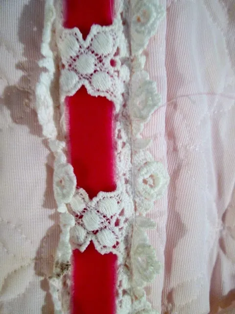 Vintage Girls PETTI-ROBE BY LOUNGERS Bathrobe Coverup Lace Ribbon Princess PINK S