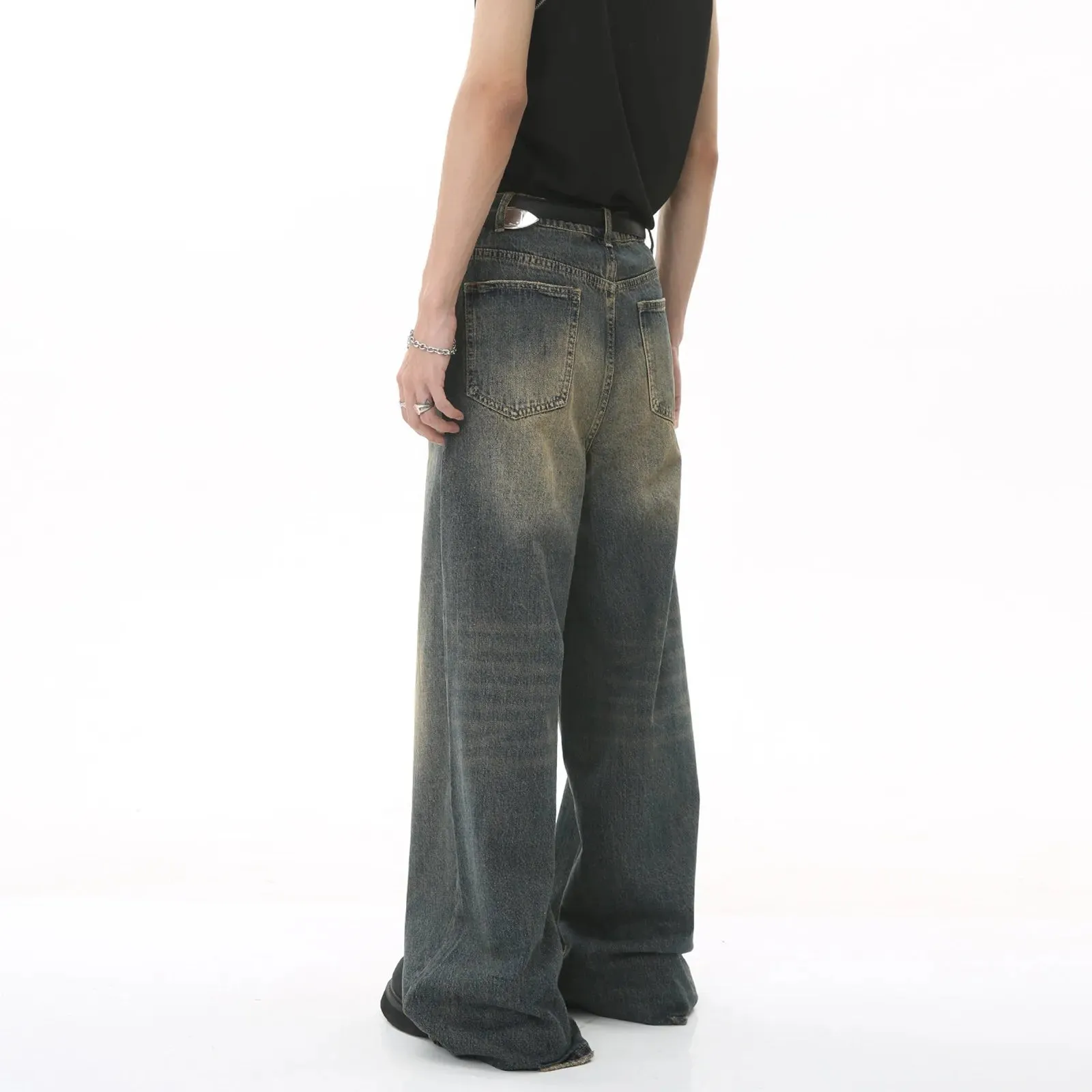 Vintage Jeans For Men Wide Leg Sweatpants Men's Baggy Jeans Retro Trousers Korean Fashion Loose Fit Denim Pants Streetwear
