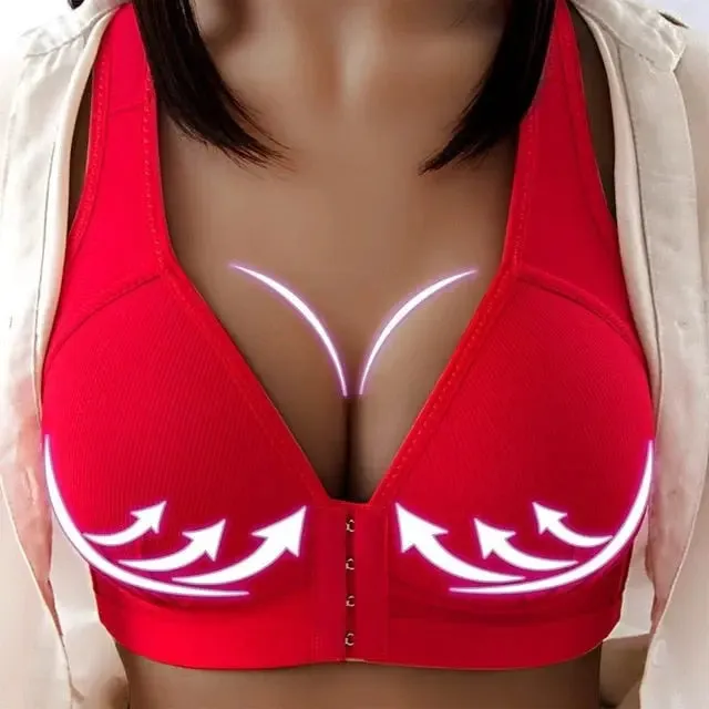 Voguable Sexy Plus Size Push Up Bra Front Closure Solid Color Brassiere Wire Free Bralette Seamless Bras For Women Hot Sale
