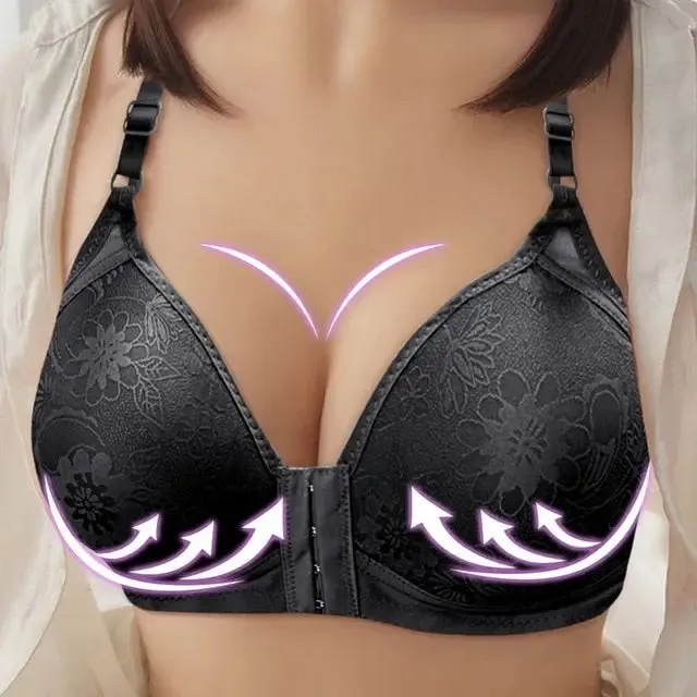 Voguable Sexy Plus Size Push Up Bra Front Closure Solid Color Brassiere Wire Free Bralette Seamless Bras For Women Hot Sale