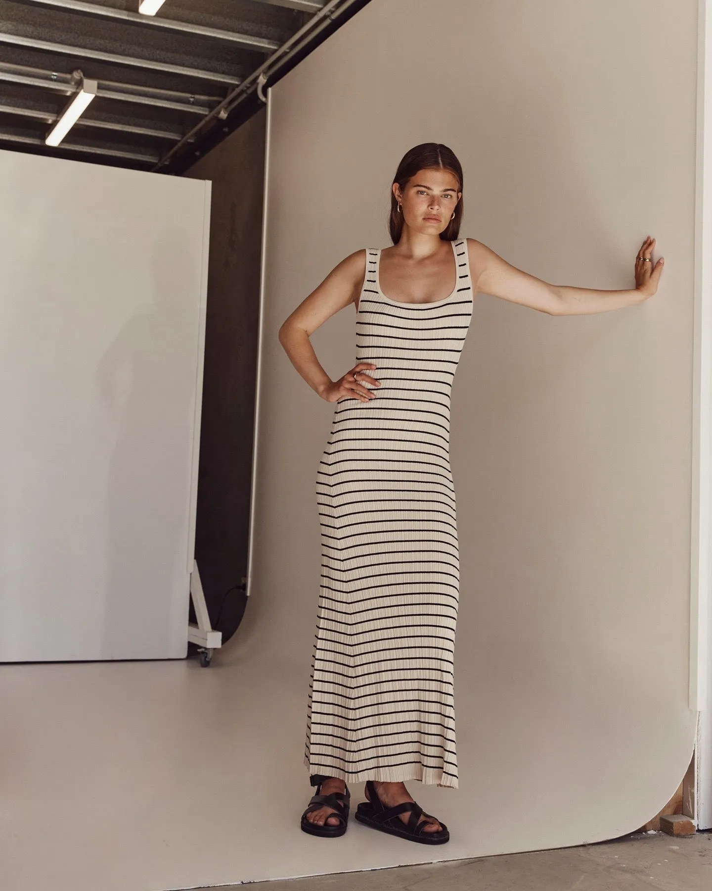 Vvsha Nataliah Striped Maxi Dress