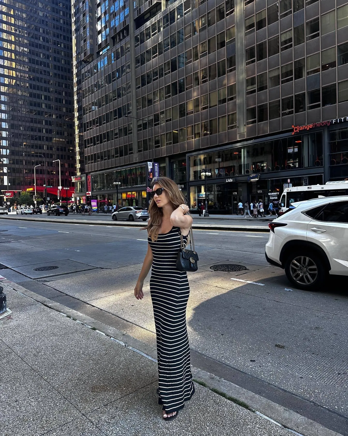 Vvsha Nataliah Striped Maxi Dress