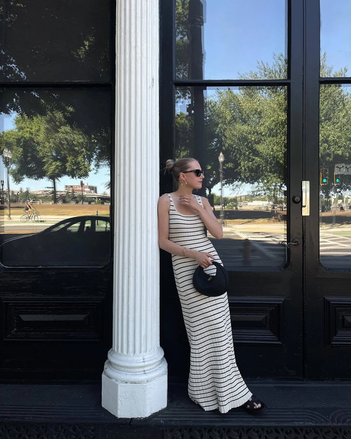 Vvsha Nataliah Striped Maxi Dress
