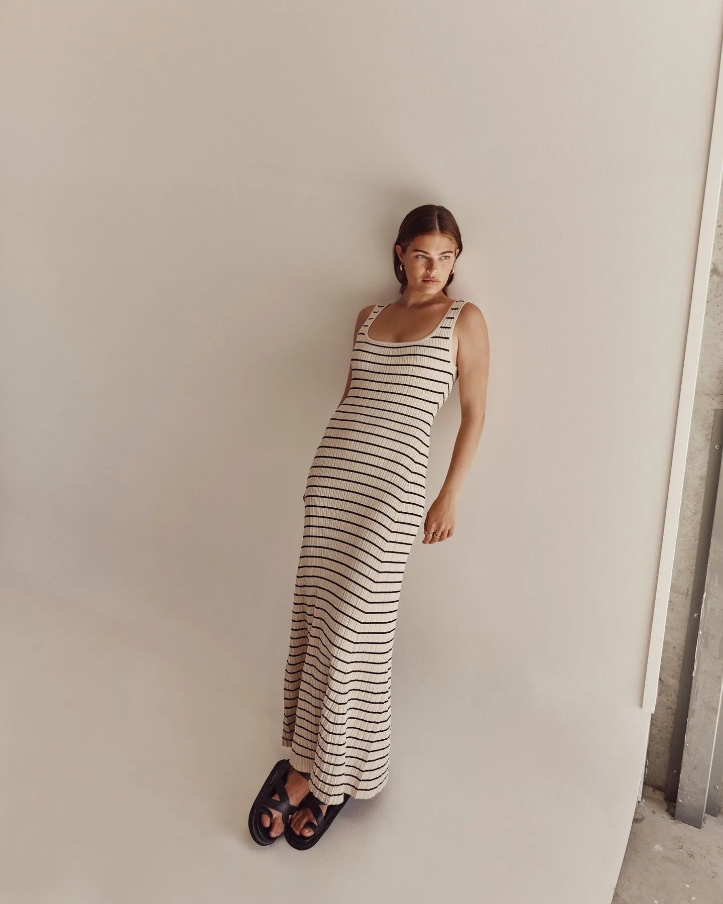 Vvsha Nataliah Striped Maxi Dress