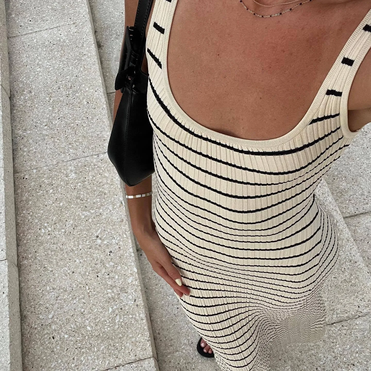 Vvsha Nataliah Striped Maxi Dress