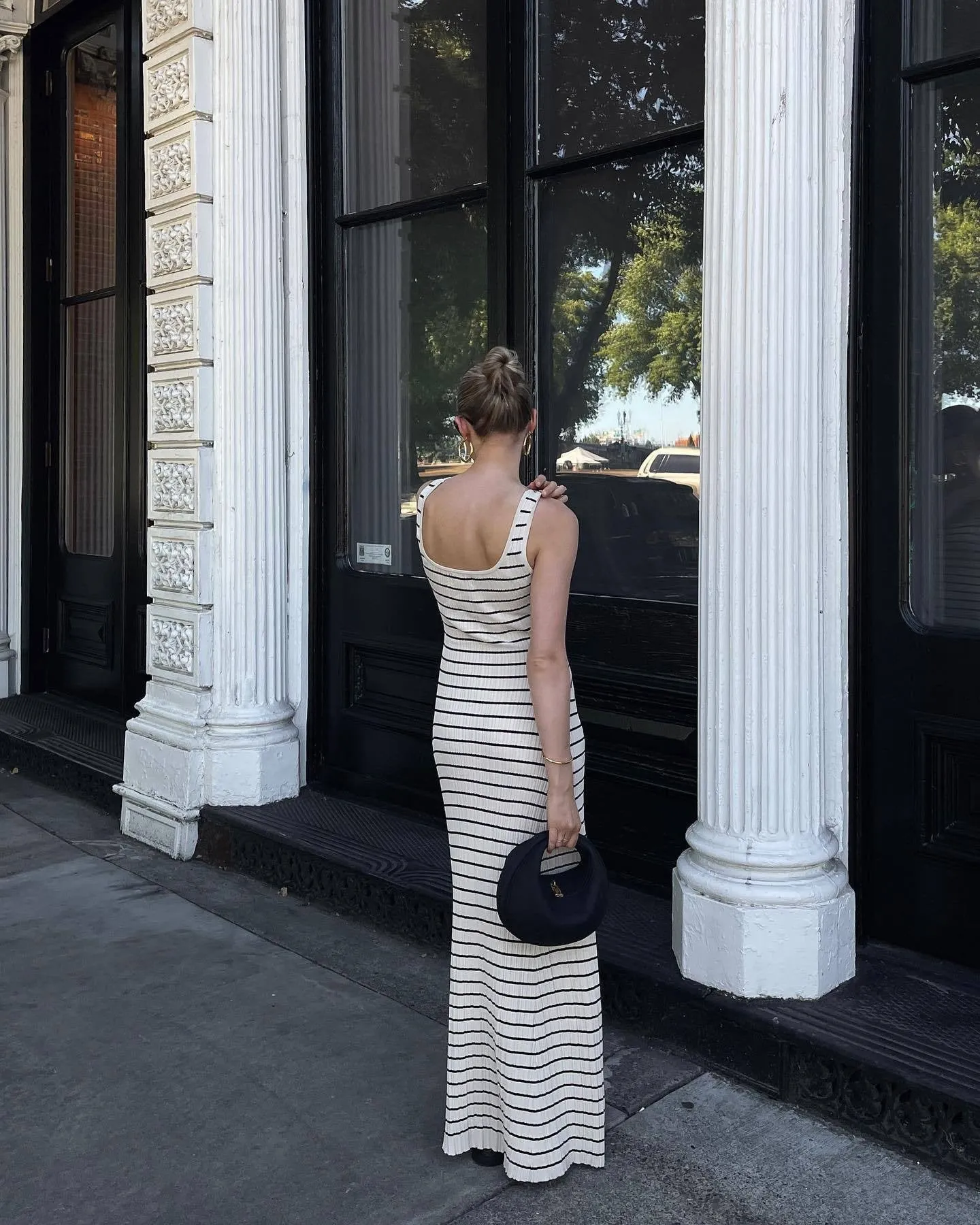 Vvsha Nataliah Striped Maxi Dress