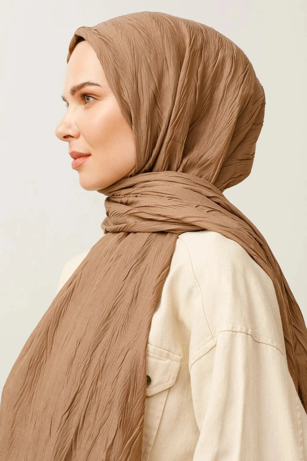 Walnut Pleated Bamboo Hijab
