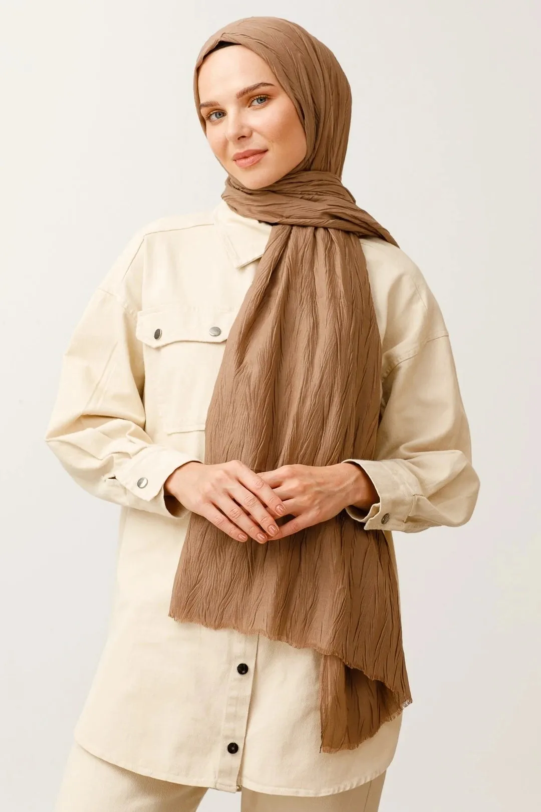 Walnut Pleated Bamboo Hijab