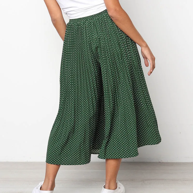 Wide Leg Cropped Loose Polka Dotted Pants