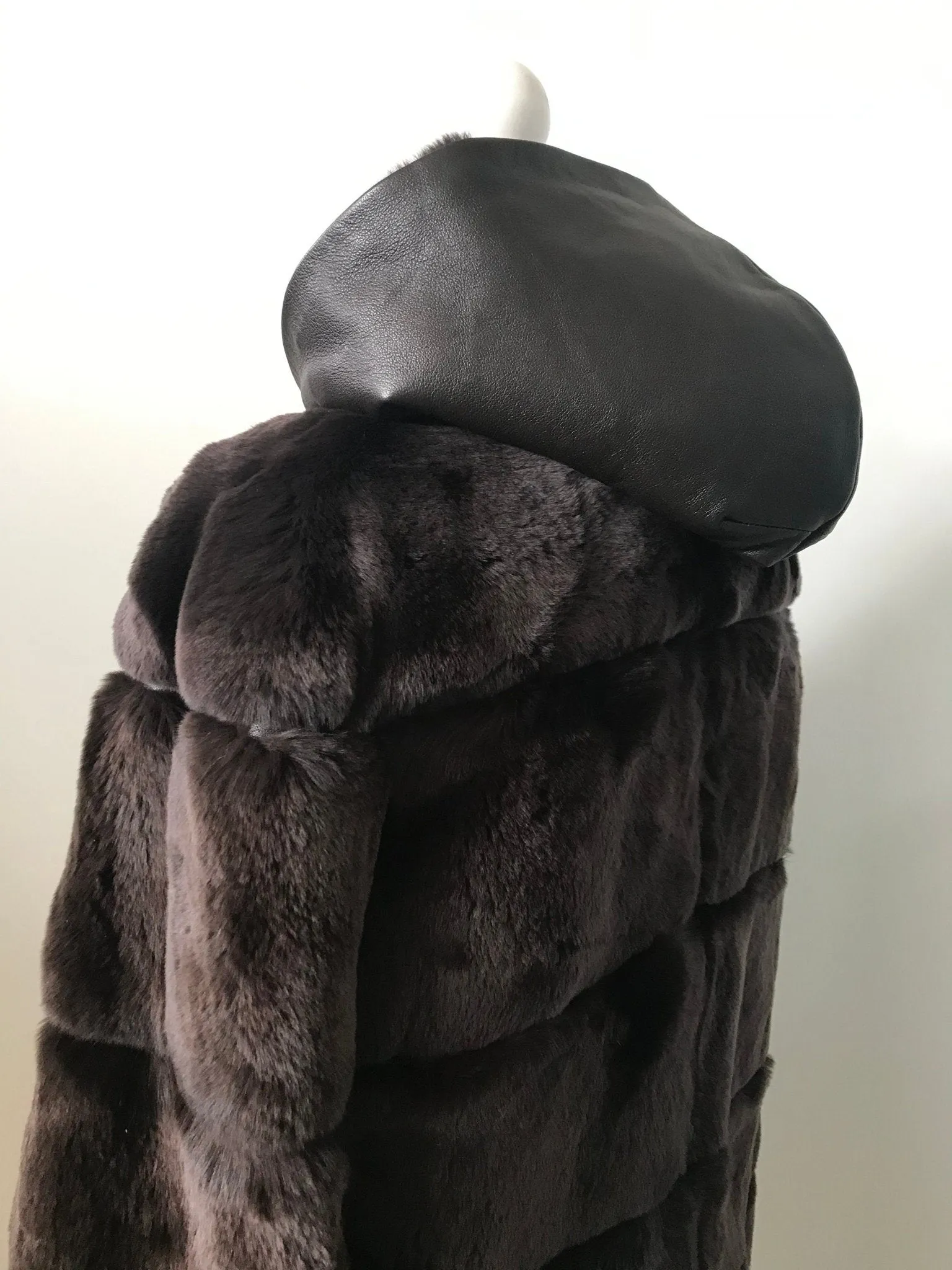 Women jacket сoat  rex rabbit (chinchilla rabbit)  fur and leather, Stand with Ukraine