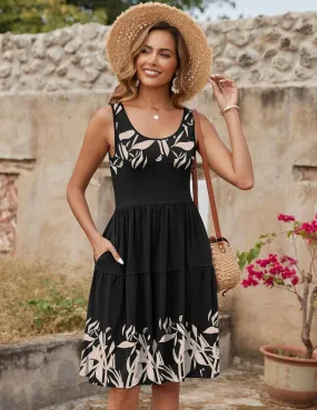 Zeagoo Boho Floral Casual Tank Dresses with Pockets