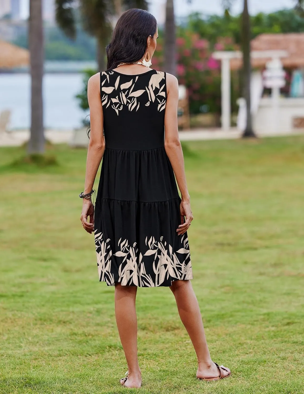 Zeagoo Boho Floral Casual Tank Dresses with Pockets